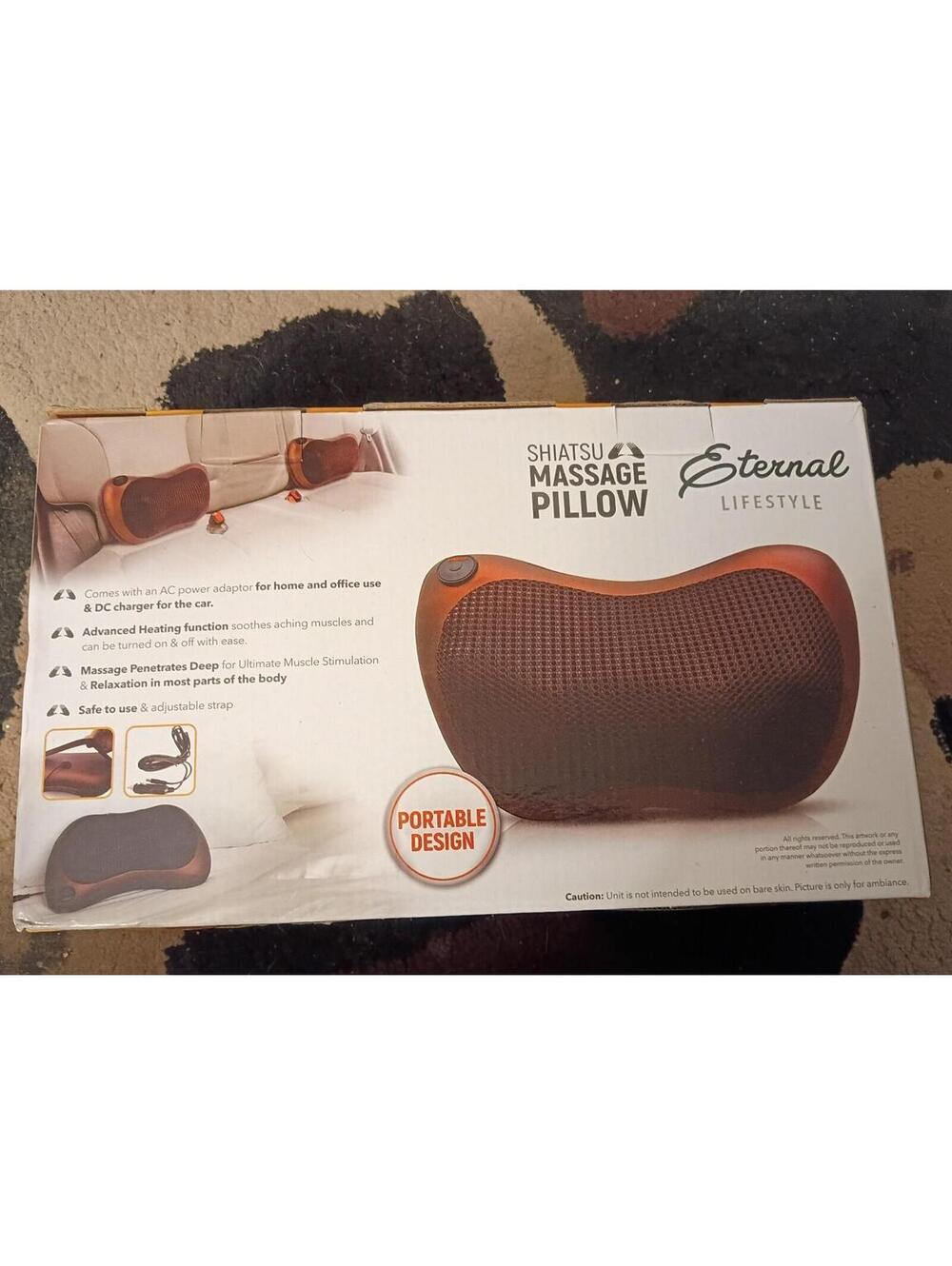 Eternal Lifestyle Shiatsu Massage Pillow Brown Advanced Heating Portable